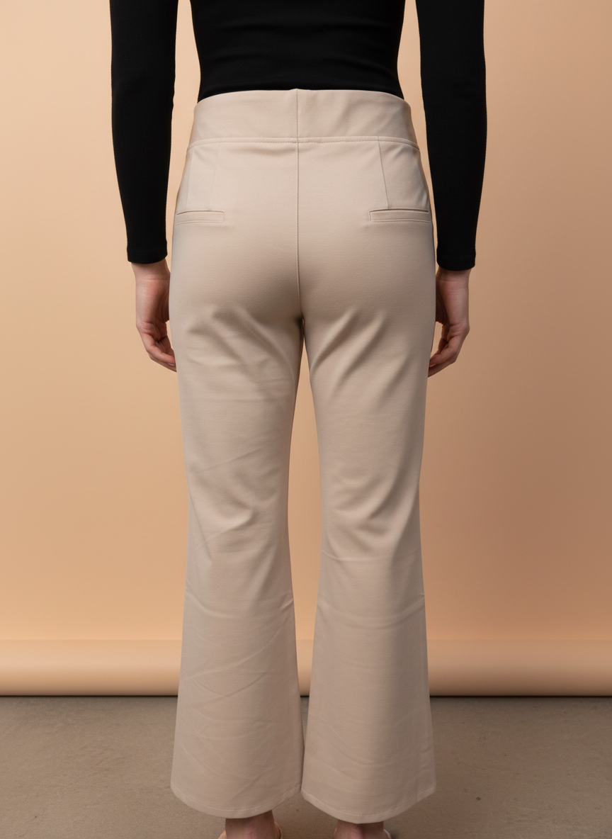 Beige Flared Trousers for Women