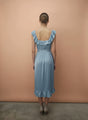 Women’s Luxury European Satin Ice Blue Mist Midi Dress