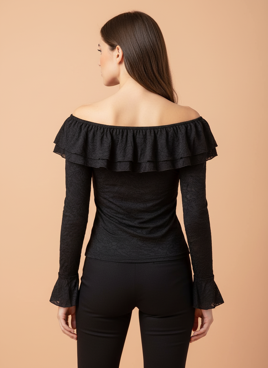Women’s Black Off Shoulder Lace Top