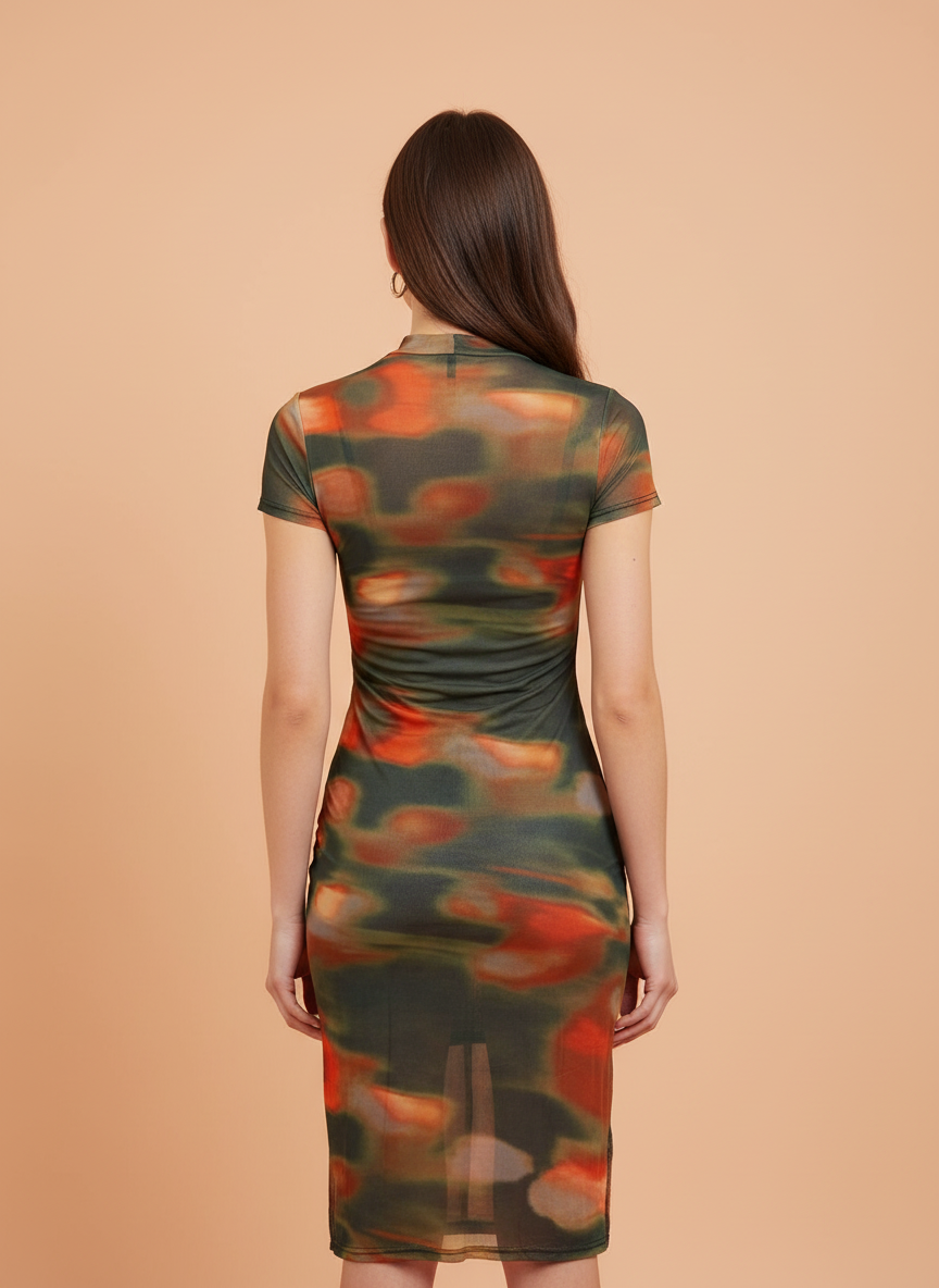 Elegant Printed Bodycon Midi Dress for Women