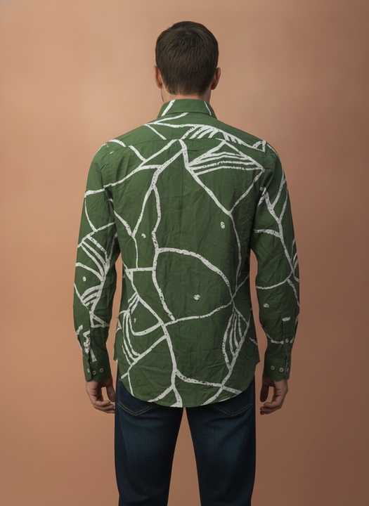 Men'S Premium Rayon Shirt With Jungle Print In Full Sleeve And Black Color