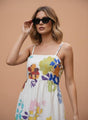 Premium Micro Digital Print  Shoulder Strap Maxi Dress With Slash Pocket