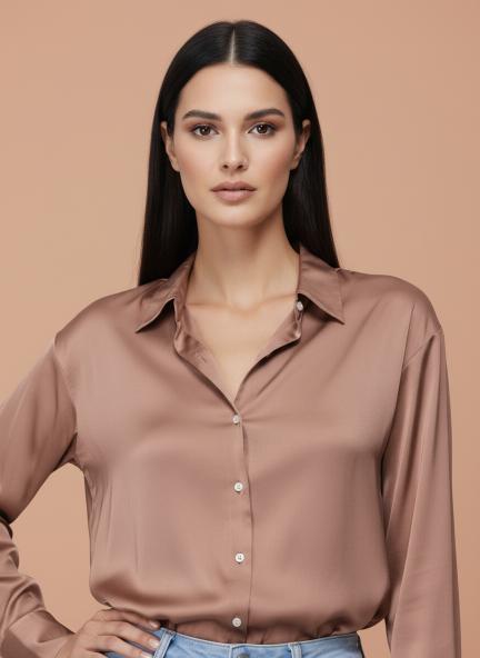 Brown Sugar Regular Fit Summer Satin Shirt