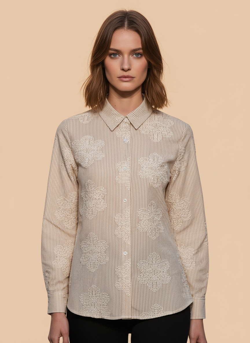 Embroidered Stripe Women’s Shirt