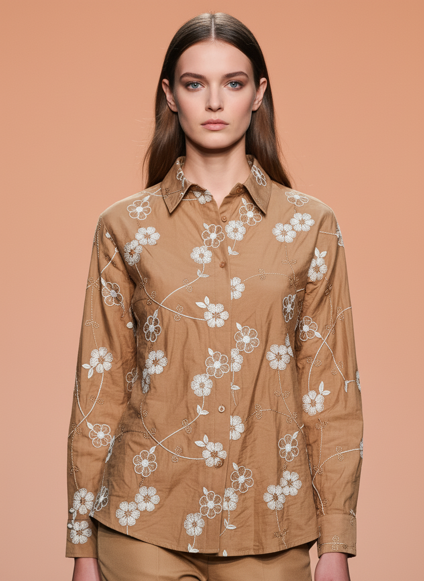 Elegant Floral Printed Women’s Shirt with Trouser Set