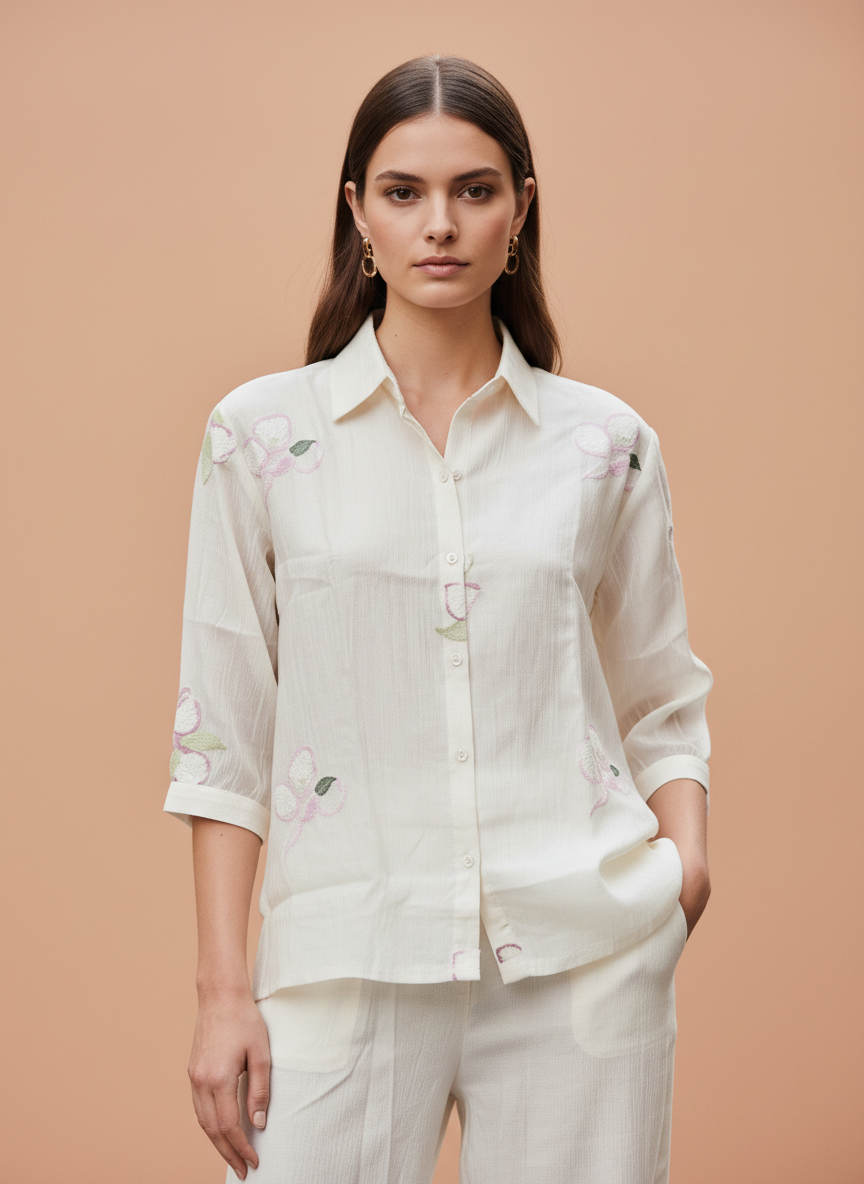 Elegant Off-White Linen Co-Ord Set for Women