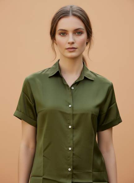 Short Sleeve European Satin Shirt