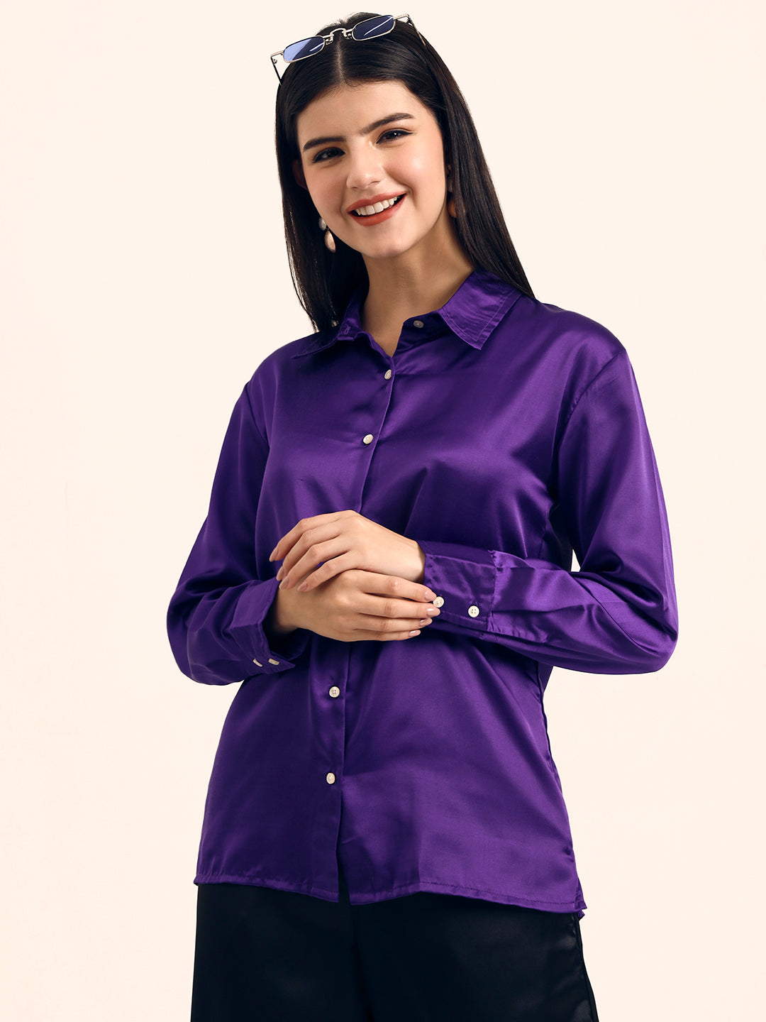 Luxury Modal Satin Shirt for Women  Purple