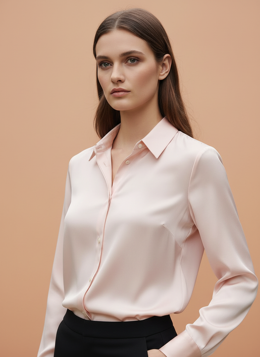 Baby Pink Regular Fit Summer Satin Shirt
