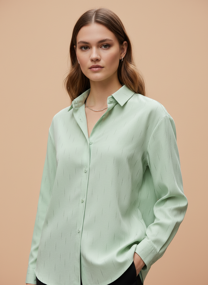 Light Green Striped Shirt for Women