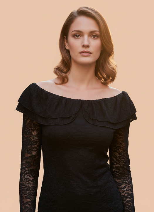Women’s Black Off Shoulder Lace Top