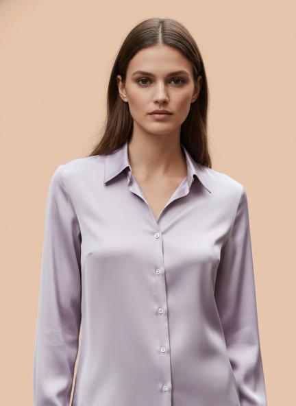 Lilac Regular Fit Summer Satin Shirt
