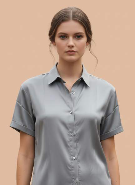 Short Sleeve European Satin Shirt