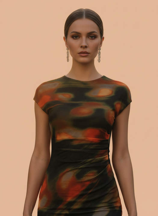 Elegant Printed Bodycon Midi Dress for Women