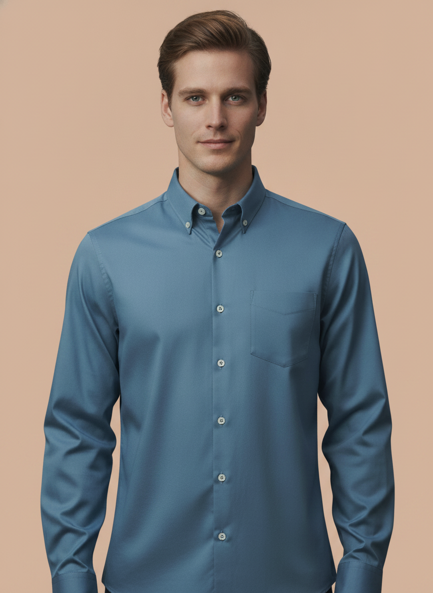 Premium Cotton Satin Marble Blue Shirt