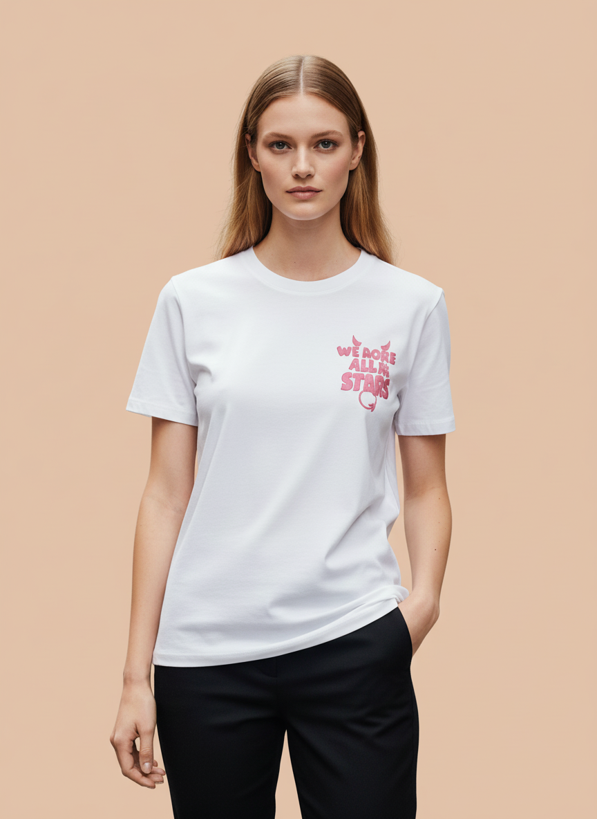 White We More All The Stars Graphic Oversized T-Shirt for Women