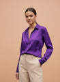 Purple Regular Fit Summer Satin Shirt