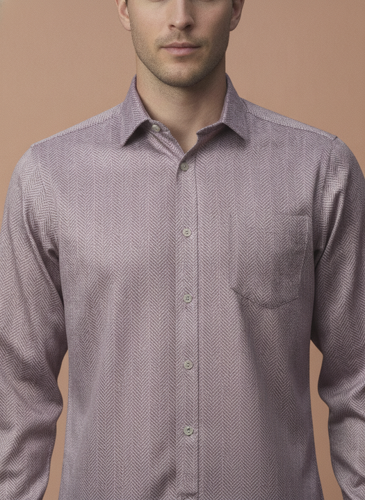 Men'S Poly Satin Lycra Purple Digital Printed Shirt