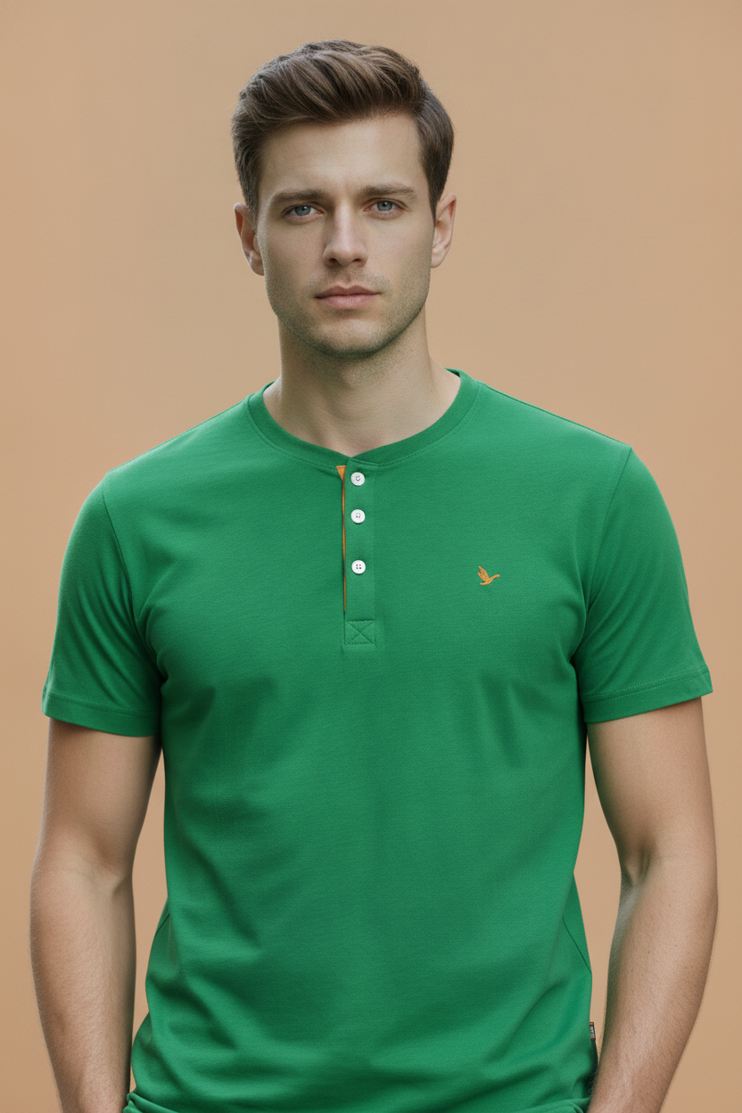Mens Premium Cotton Half Sleeve Henley T-Shirts