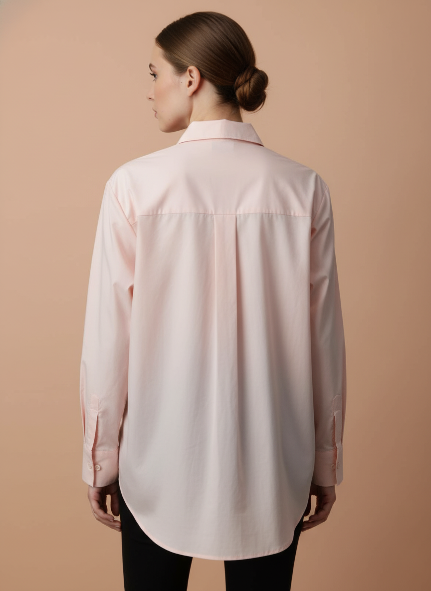 Elegant Blush Pink Floral Embroidered Shirt for Women