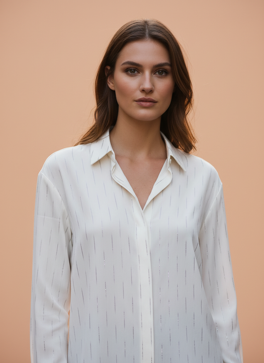 Off White Pinstripe Shirt for Women