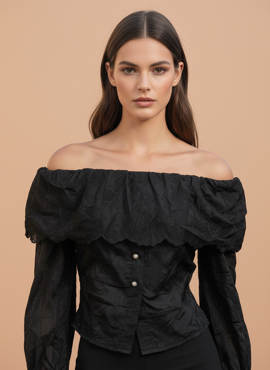 Women’s Black Off Shoulder Lace Top