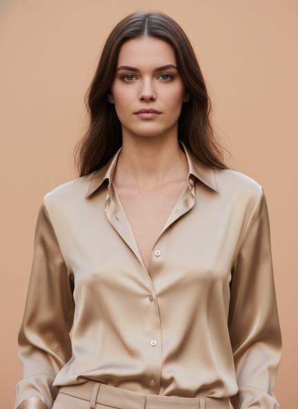 Champagne Regular Fit Summer Satin Shirt
