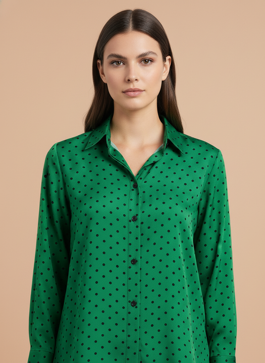 Green Polka Dot Shirt for Women