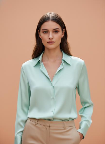 Mint Green Regular Fit Solid Satin Shirt
