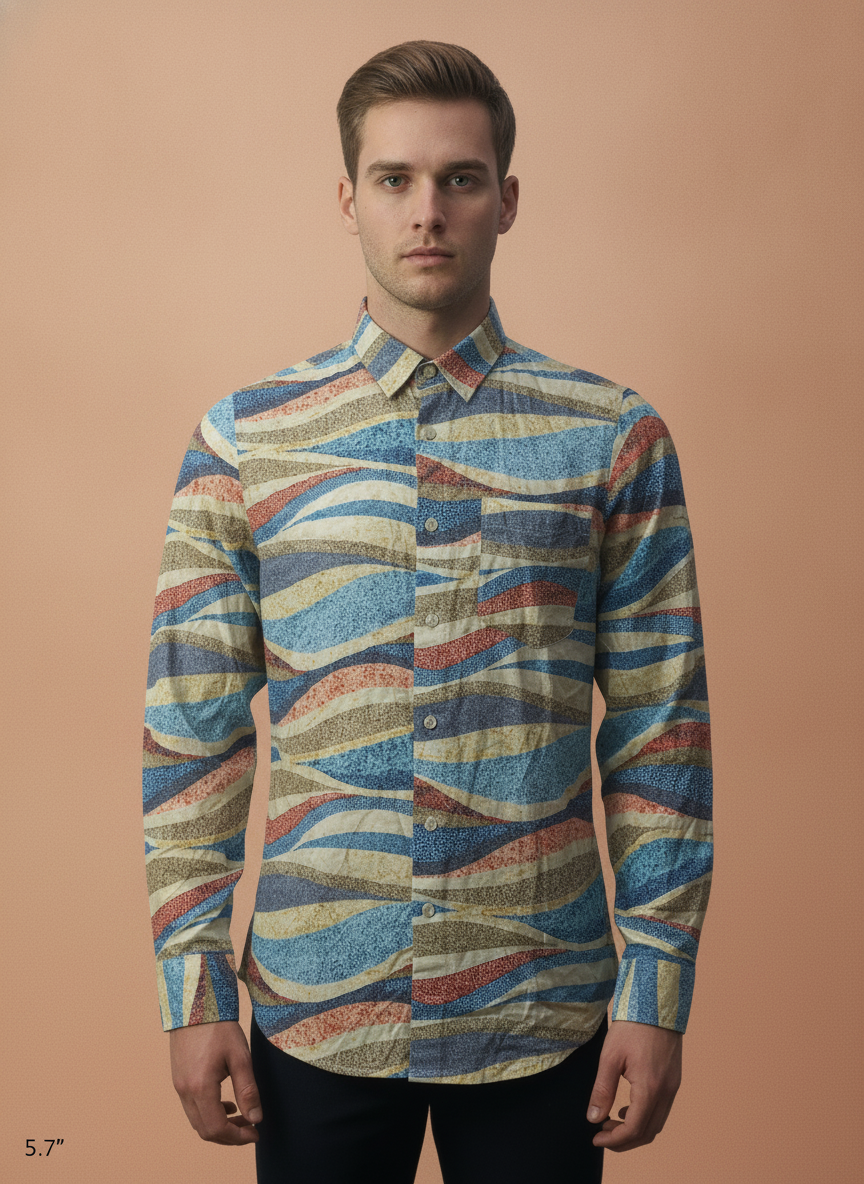 Men'S Premium Rayon Shirt With Self-Design Spread Collar