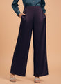 Satin Wide Leg Pants European Fabric  Plum Wine Glam Look