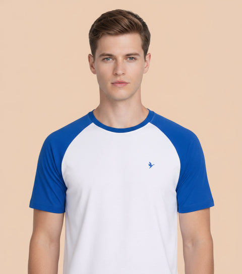 Mens Premium Cotton Raglan Half Sleeve Crew Neck T-Shirts