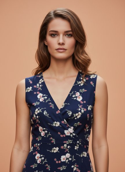 Rayon Printed Fit & Flare A Line Midi Dress