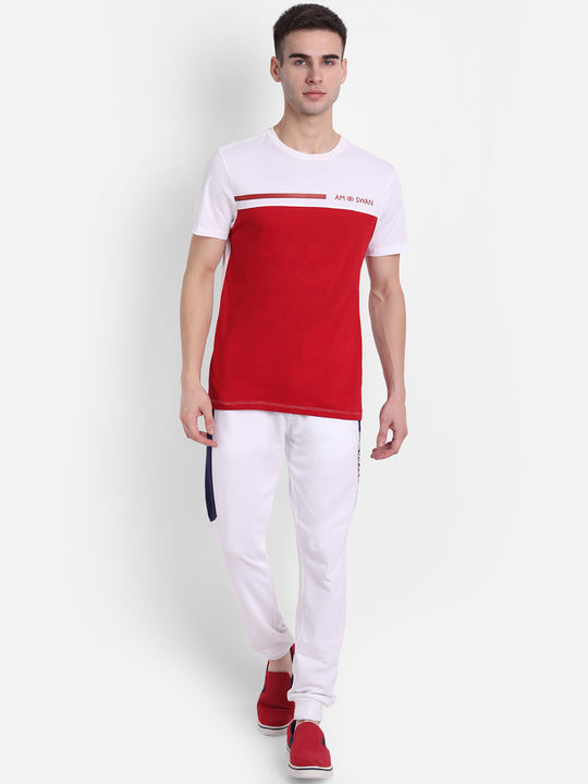 Mens Premium Cotton Colourblock Printed Half Sleeve Crew Neck T-Shirts
