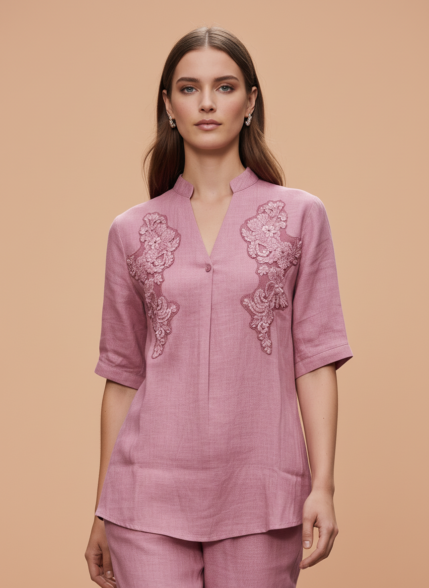 Elegant Pink Embroidered Co-Ord Set for Women