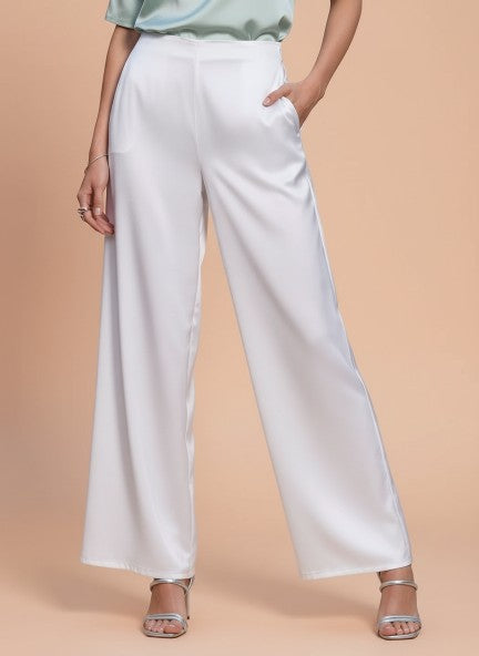 European Satin Regular Fit Flared Trouser