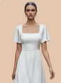 Women’s Luxury European Satin White Midi Dress