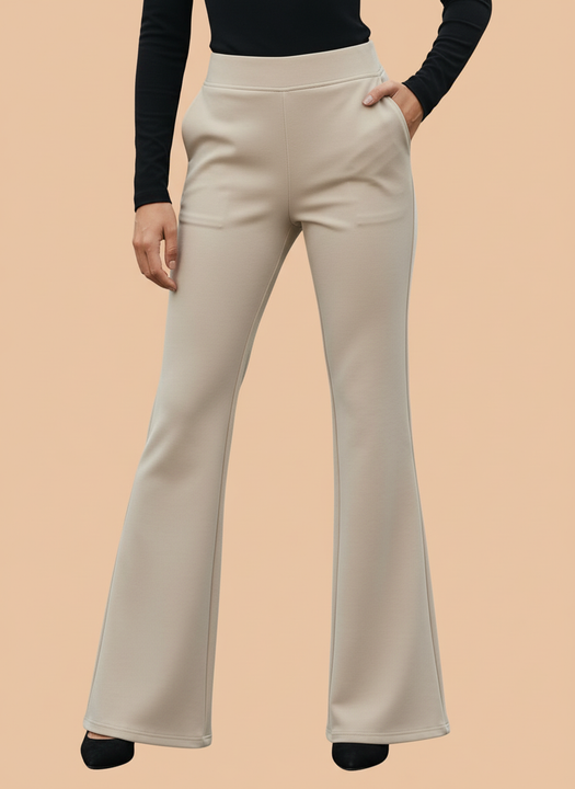 Beige Flared Trousers for Women