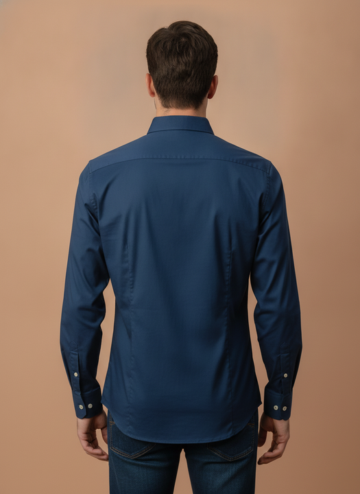 Navy  Shirt With Premium Cotton Lycra