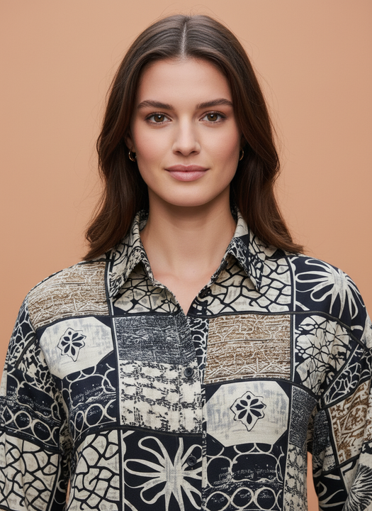 Patchwork Printed Women Shirt