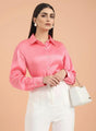 Bubblegum Pink Regular Fit Summer Satin Shirt