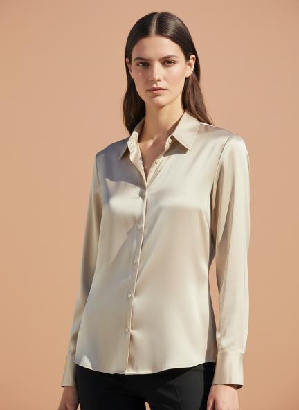 Tan Brown Regular Fit Summer Satin Shirt