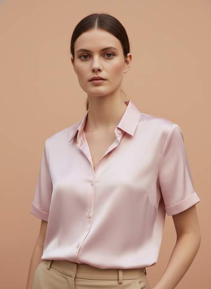 Short Sleeve European Satin Shirt