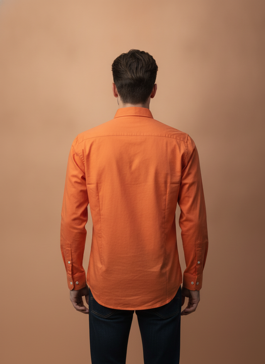 Orange Shirt With Premium Cotton Lycra