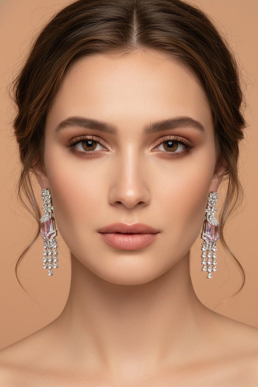 Elegant Amethyst Drop Cubic Zirconia Necklace & Earrings Set