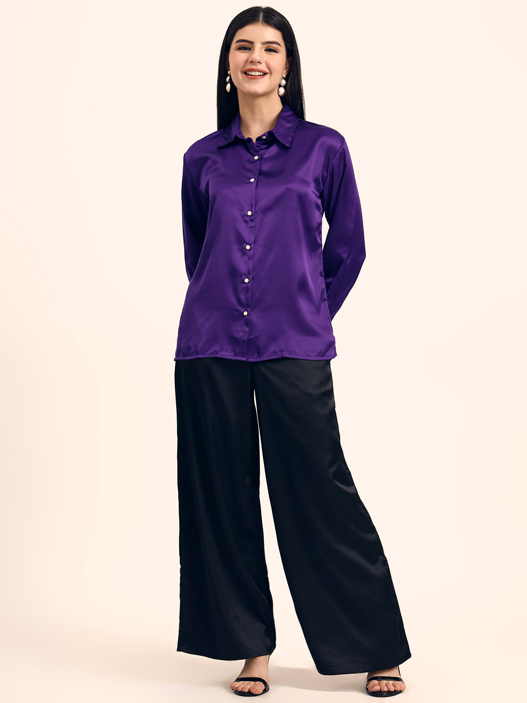 Luxury Modal Satin Shirt for Women  Purple