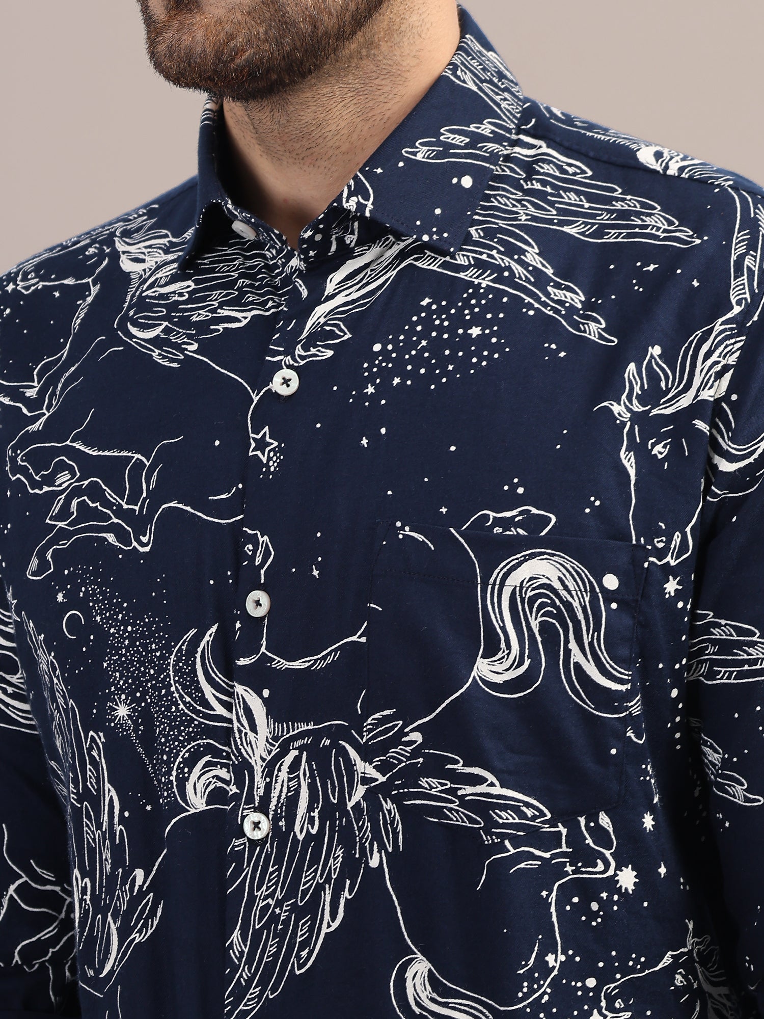 Amswan Premium Shirt With Spread Collar In Smart Fit And Printed Design For Men's