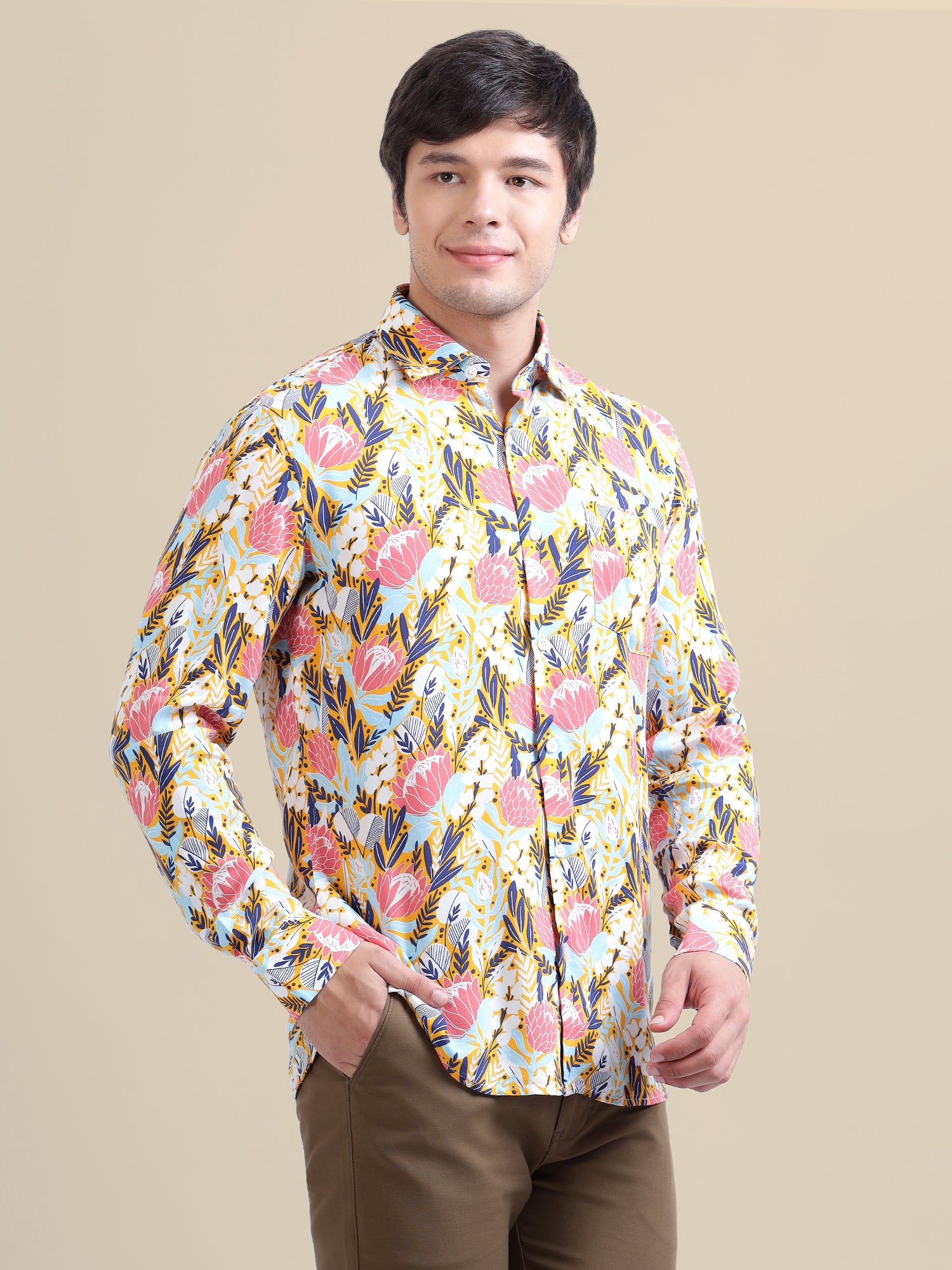 Men's Floral Print Premium Rayon Shirt