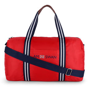 AMSWAN  UNISEX RED DUFFLE BAG STYLISH VERSATILITY FOR TRAVEL & BEYOND