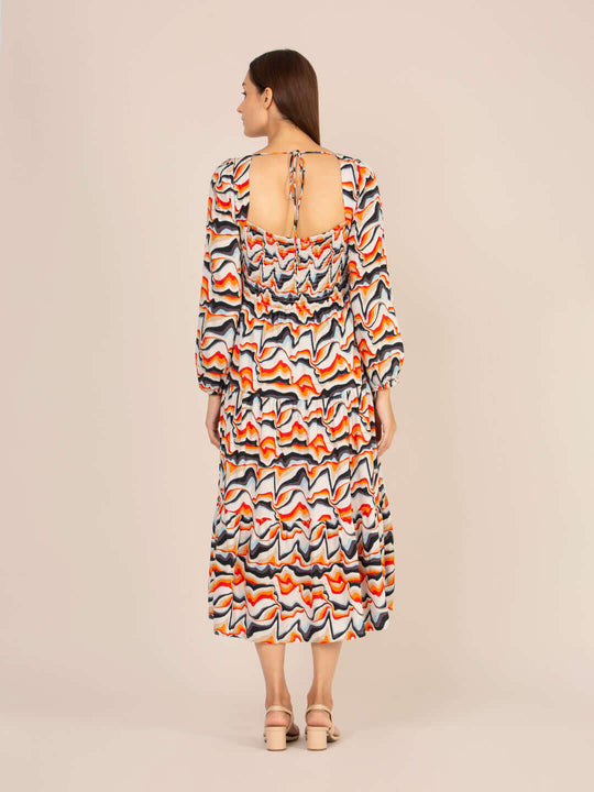 Rayon Printed A Line Full Sleeve Maxi Dress